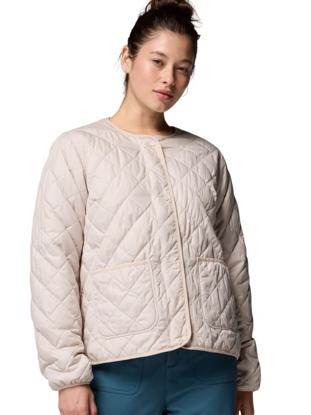Columbia Women's Quilted Sherpa Lined Puffer Jacket in Light Beige